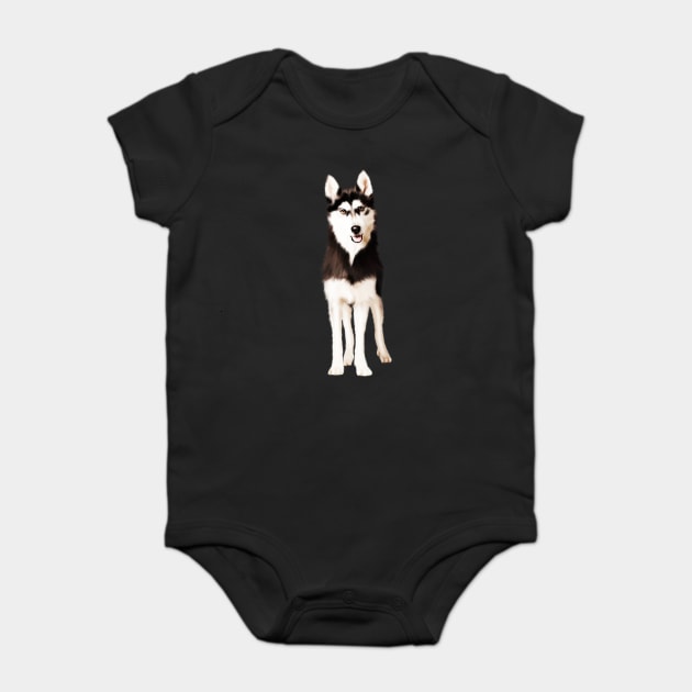 Husky Dog, Love Huskies, Dog Lover Baby Bodysuit by logiamerch